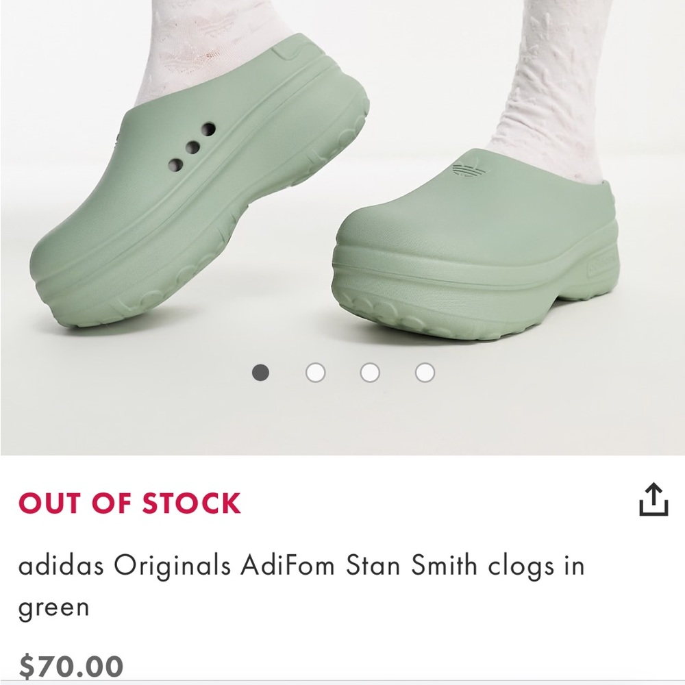 ADIDAS Green Platform Mules/Clogs